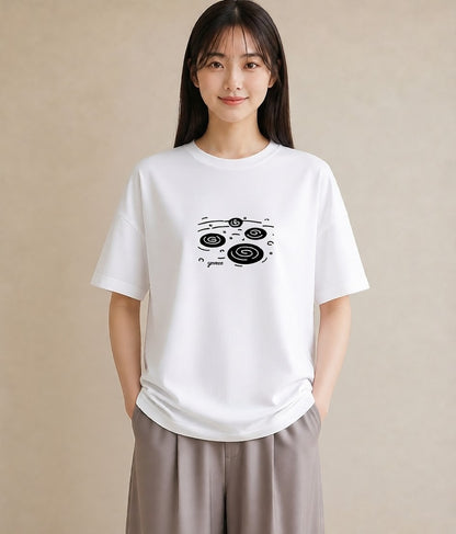 デザインTシャツ レディース 桟橋 水辺 波止場 ナチュラル アンティーク イラスト ゆるコーデ 送別ギフト 通勤 白T