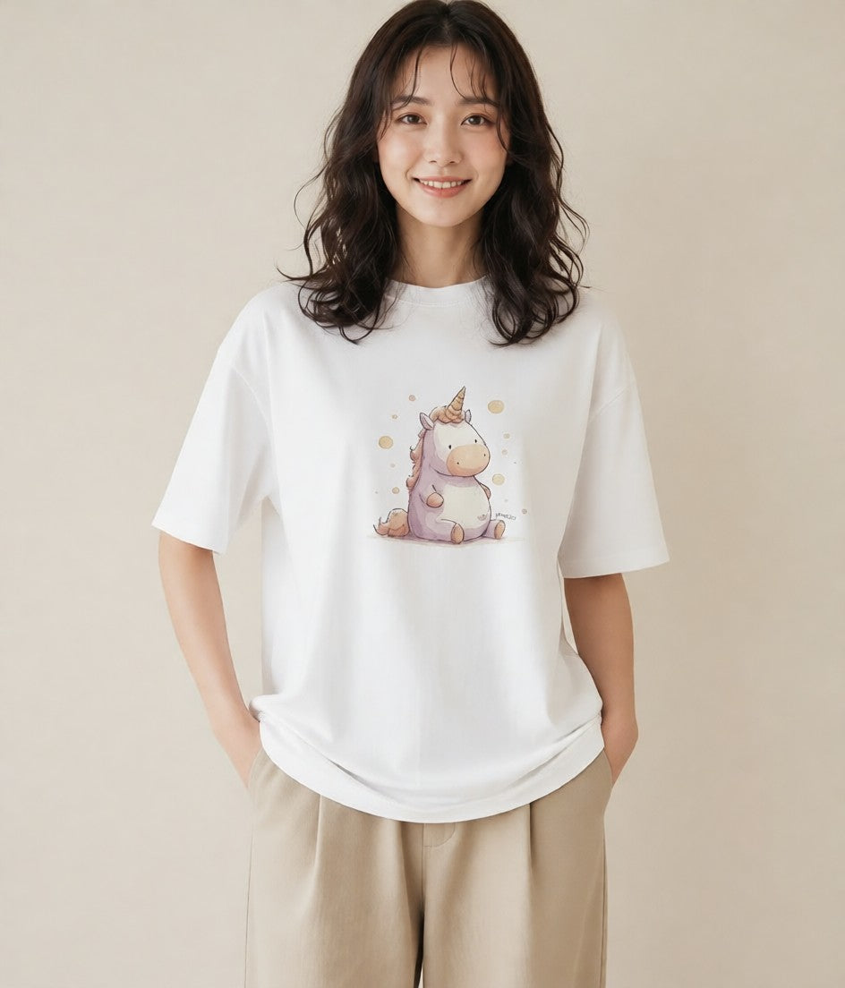 デザインTシャツ レディース カバ 動物 アニマル イラスト 可愛い お揃い 親子 白T
