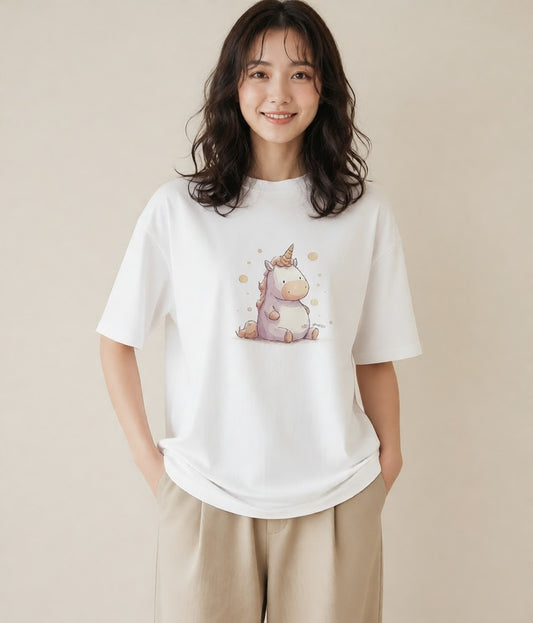 デザインTシャツ レディース カバ 動物 アニマル イラスト 可愛い お揃い 親子 白T