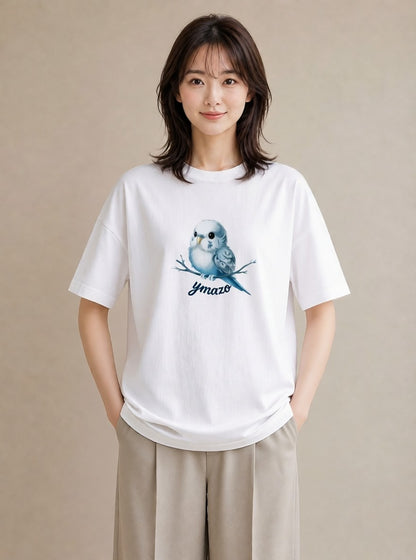 プリントTシャツ レディース インコ ペット 動物 イラスト 韓国風 母の日 ビーチ 白T