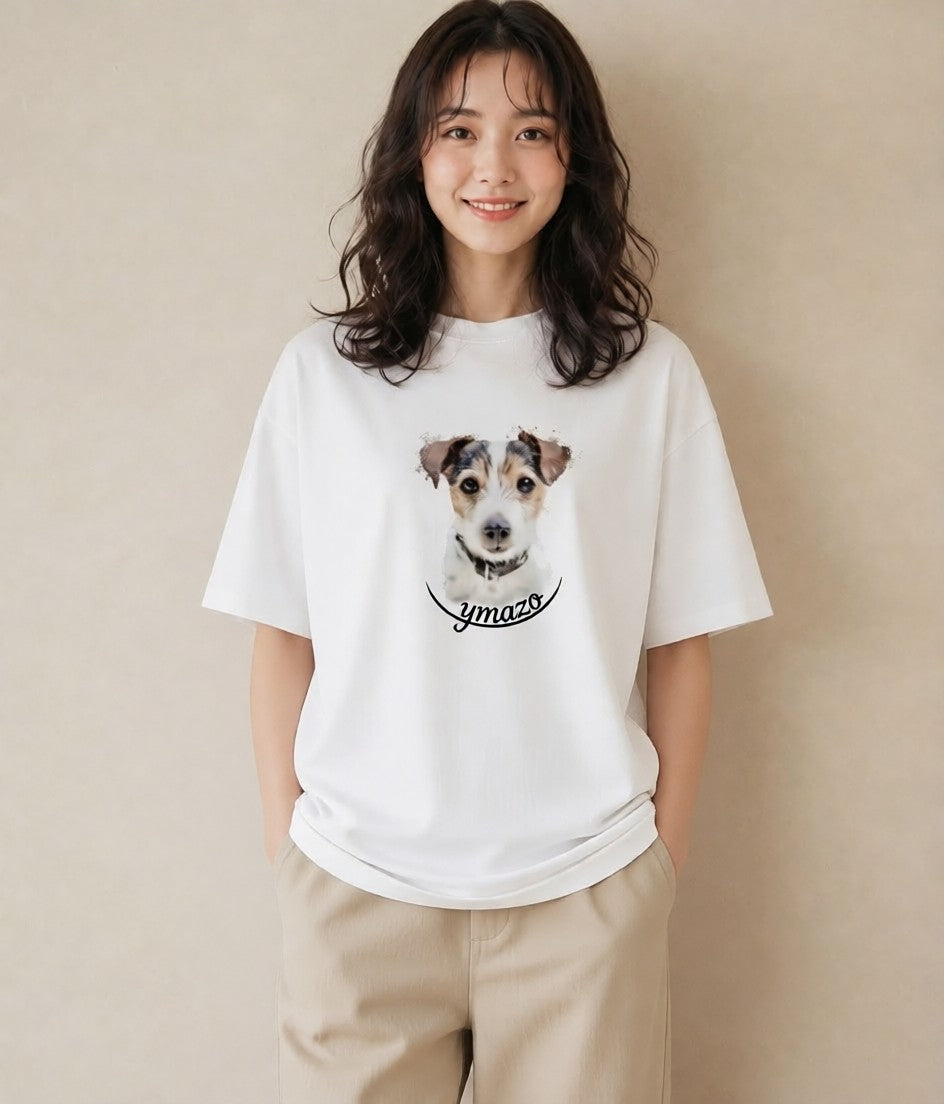 Tシャツ レディース ジャックラッセルテリア 犬 いぬ イラスト 北欧風 春服 ミセス 白T