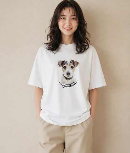 Tシャツ レディース ジャックラッセルテリア 犬 いぬ イラスト 北欧風 春服 ミセス 白T