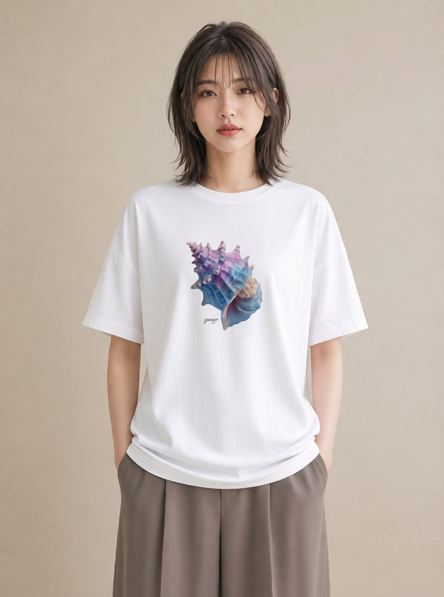 グラフィックTシャツ レディース ヤドカリ 海の生き物 海 イラスト 可愛い 綿100 デート 白T