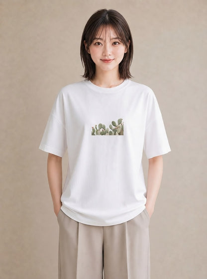 プリントTシャツ レディース サボテン 植物 ボタニカル イラスト ゆるコーデ クリスマス 旅行 白T