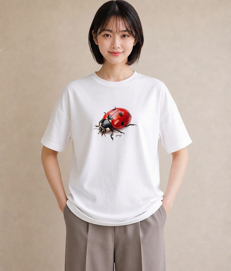 半袖Tシャツ レディース クワガタ 昆虫 虫 イラスト ヴィンテージ風 通学 誕生日プレゼント 白T