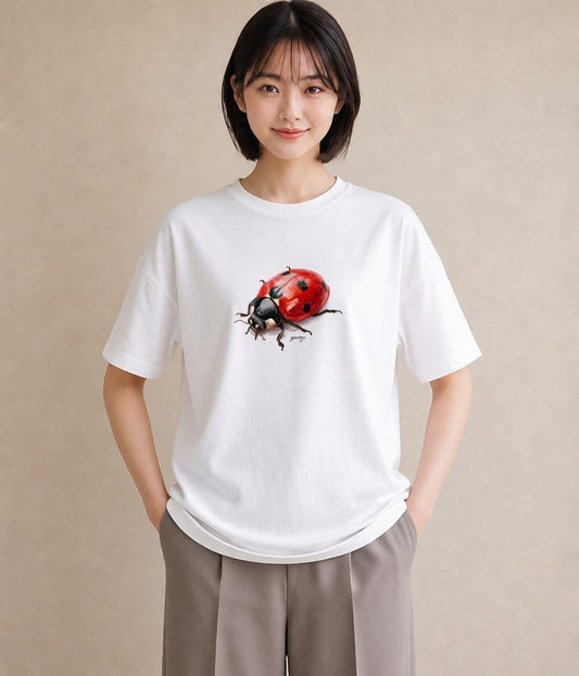 半袖Tシャツ レディース クワガタ 昆虫 虫 イラスト ヴィンテージ風 通学 誕生日プレゼント 白T