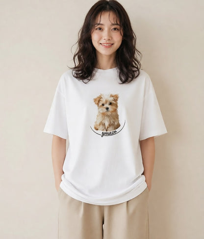 Tシャツ レディース わんこ 犬 いぬ イラスト 北欧風 ペアコーデ 秋コーデ 白T