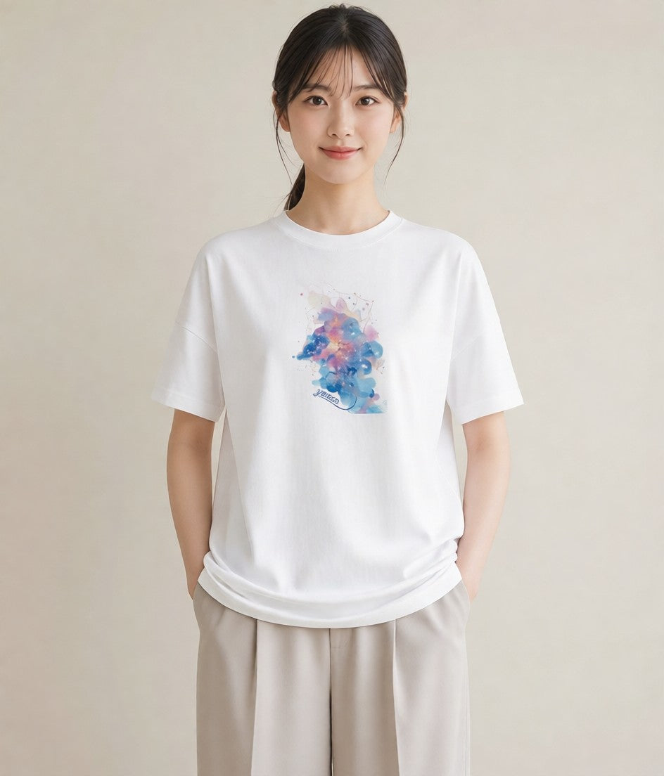 Tシャツ レディース 双子座 星空 宇宙 イラスト お洒落 夏コーデ 通学 白T