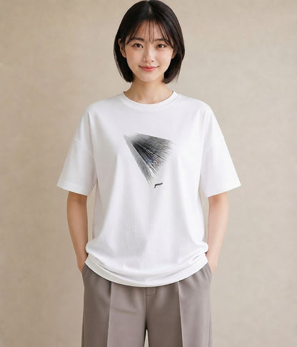プリントTシャツ レディース 幾何学 ミニマル ジオメトリック イラスト 通勤 在宅 白T
