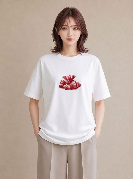 プリントTシャツ レディース パン ベーカリー レトロ イラスト フェミニン ペアコーデ 秋コーデ 白T