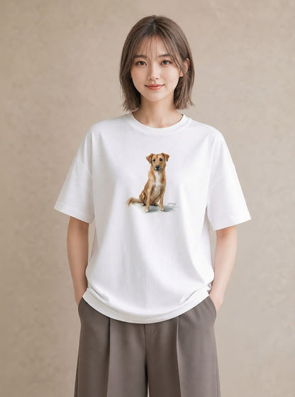 Tシャツ レディース 犬好き 犬 いぬ イラスト ゆるコーデ 送別ギフト 通勤 白T