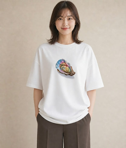 Tシャツ レディース 貝 海の生き物 海 イラスト アート風 旅行用 白T