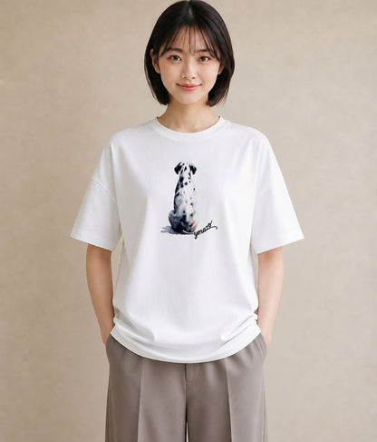Tシャツ レディース ダルメシアン 犬 いぬ イラスト 休日コーデ 社会人 女性 白T