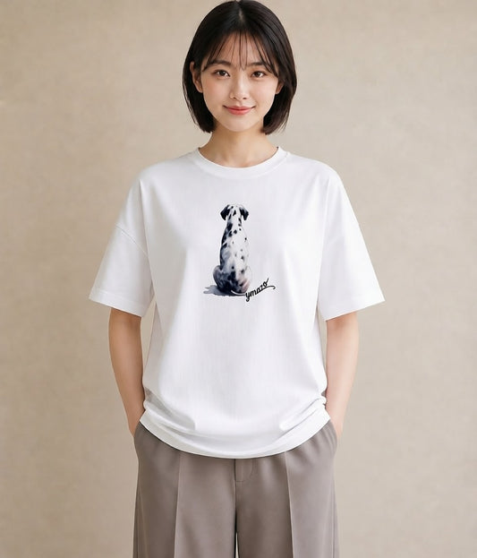 Tシャツ レディース ダルメシアン 犬 いぬ イラスト 休日コーデ 社会人 女性 白T