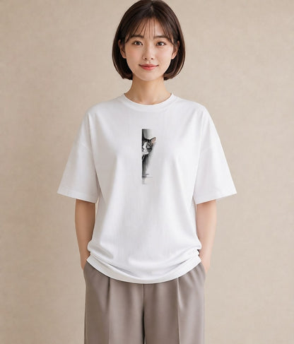 半袖Tシャツ レディース サバトラ 猫 ねこ イラスト 韓国風 親子 20代 白T