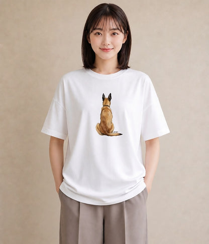 プリントTシャツ レディース ジャーマンシェパード 犬 いぬ イラスト シック 買い物 夏コーデ 白T