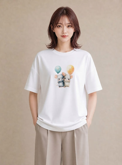 Tシャツ レディース チンチラ ペット 動物 イラスト 普段使い 姉妹 送別ギフト 白T