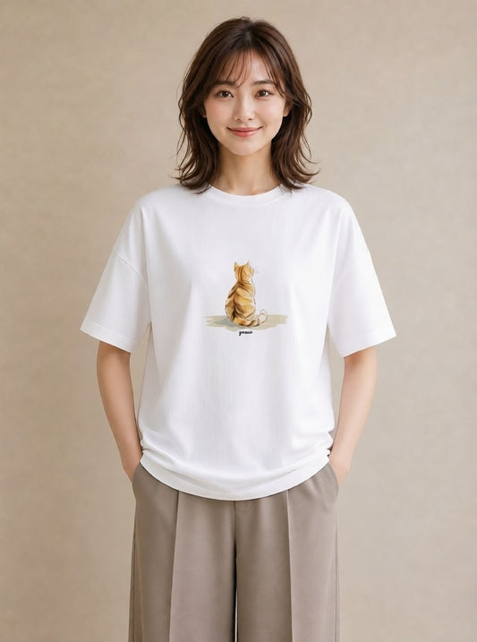 Tシャツ レディース エキゾチックショートヘア 猫 ねこ イラスト 旅行コーデ 社会人 女性 白T
