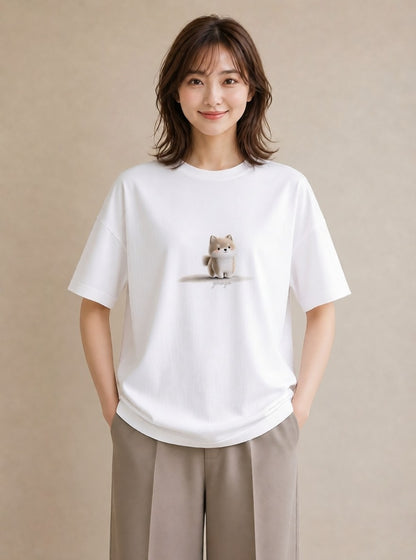 デザインTシャツ レディース わんこ 犬 いぬ イラスト 水彩風 ルームウェア ギフト 白T