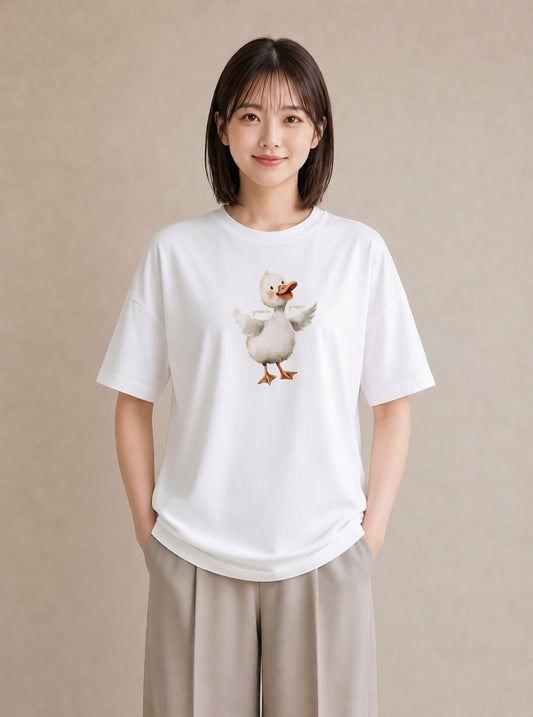 グラフィックTシャツ レディース ひよこ 動物 アニマル イラスト レトロ カジュアルコーデ 買い物 白T