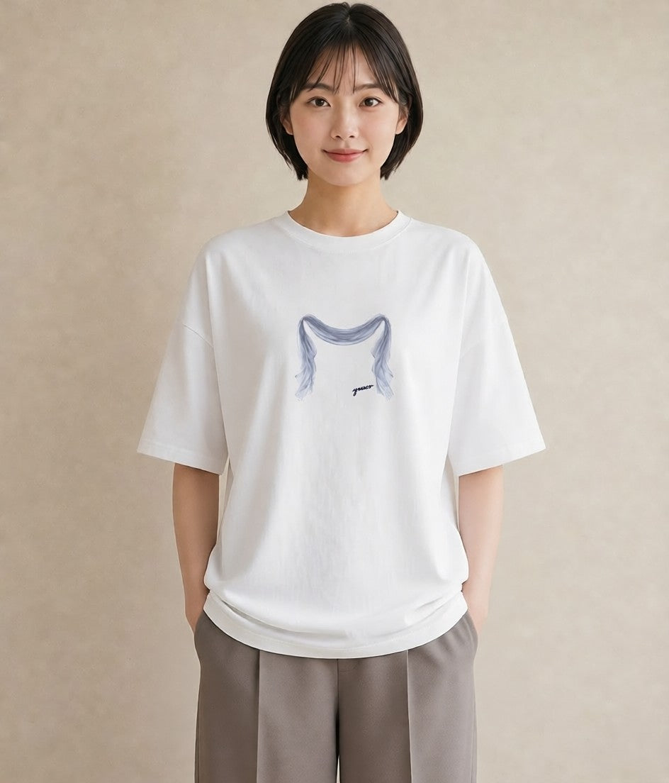 デザインTシャツ レディース レースハンカチ レース ハンカチ ナチュラル アンティーク イラスト シンプル デイリーウェア 休日 白T