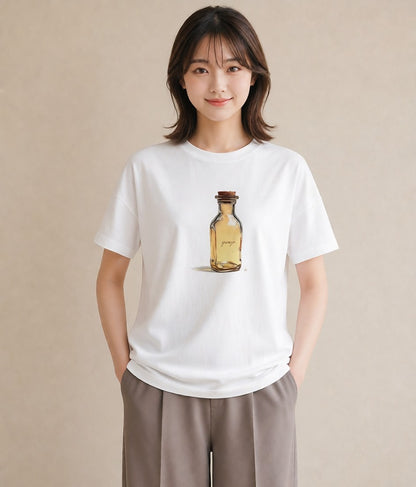 デザインTシャツ レディース ミルク 食べ物 フード イラスト 手描き風 休日 ペアコーデ 白T
