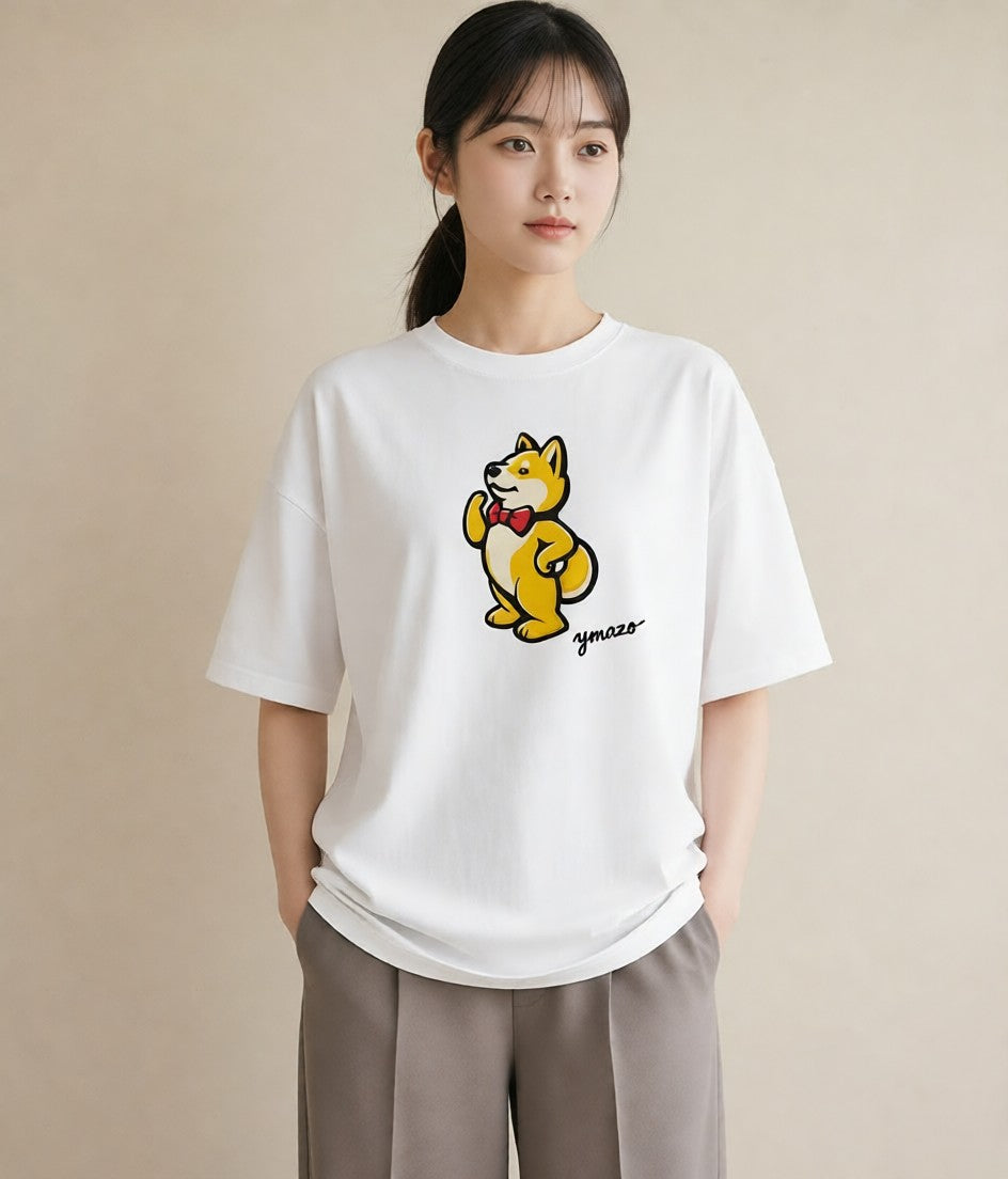 プリントTシャツ レディース 柴犬 しばいぬ 犬 いぬ イラスト こなれ感 夏コーデ 通学 白T