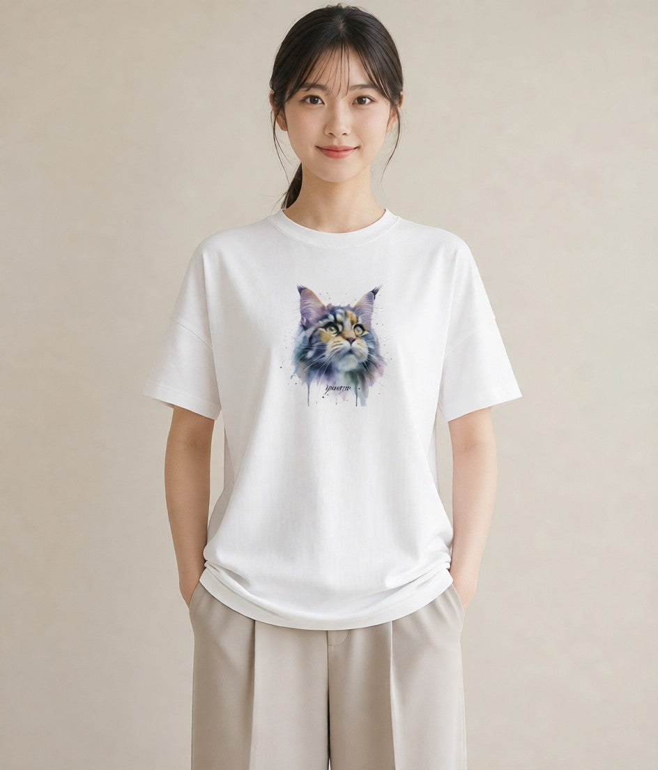 Tシャツ レディース 三毛猫 みけねこ 三毛 猫 ねこ イラスト モード 通学 誕生日プレゼント 白T