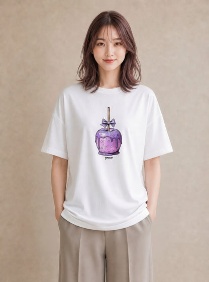 グラフィックTシャツ レディース キャンディ 食べ物 フード イラスト フェミニン 20代 カジュアルコーデ 白T