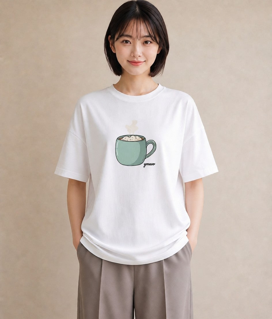 Tシャツ レディース 抹茶 食べ物 フード イラスト ママ カフェ服 白T