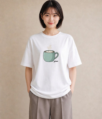 Tシャツ レディース 抹茶 食べ物 フード イラスト ママ カフェ服 白T