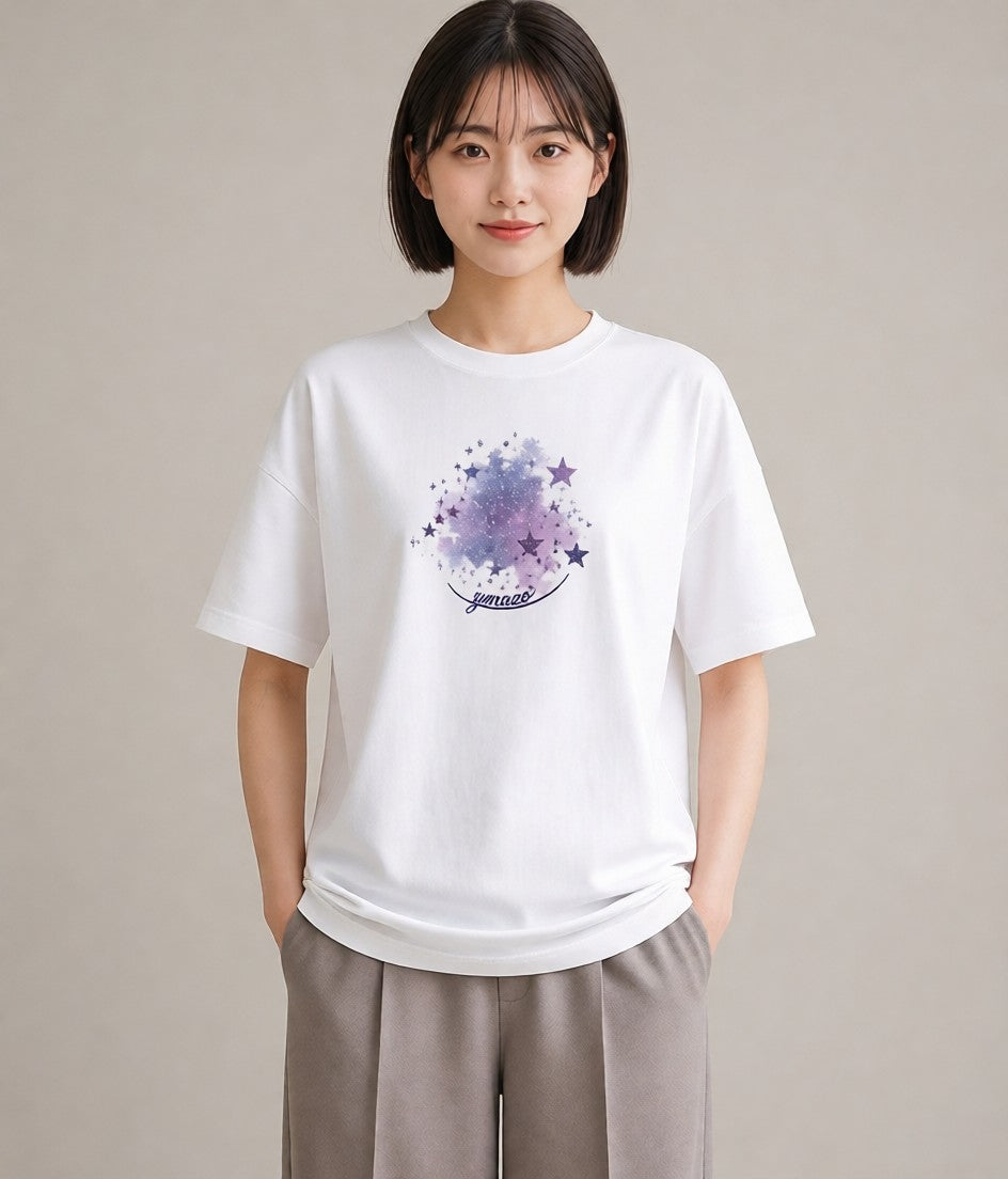 半袖Tシャツ レディース 乙女座 星空 宇宙 イラスト 水彩風 送別ギフト 通勤 白T