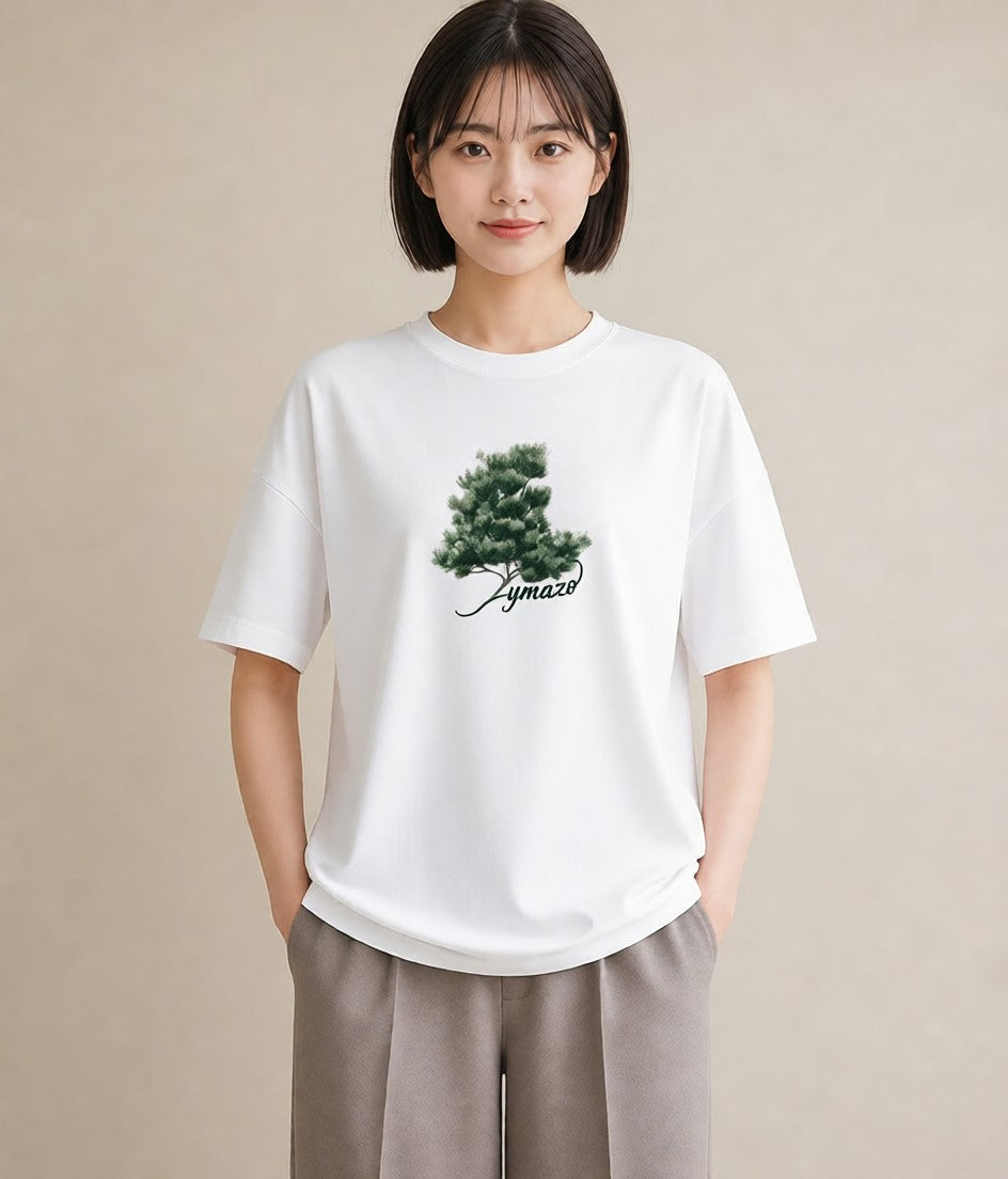 半袖Tシャツ レディース 松ぼっくり 植物 ボタニカル イラスト ラフカジュアル 休日 ペアコーデ 白T