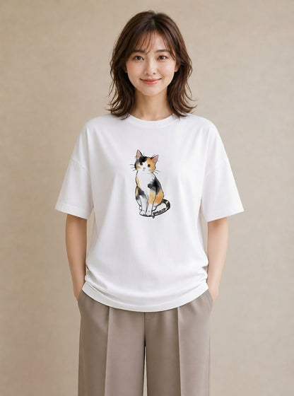 プリントTシャツ レディース シャム 猫 ねこ イラスト ラフ 春コーデ 姉妹 白T