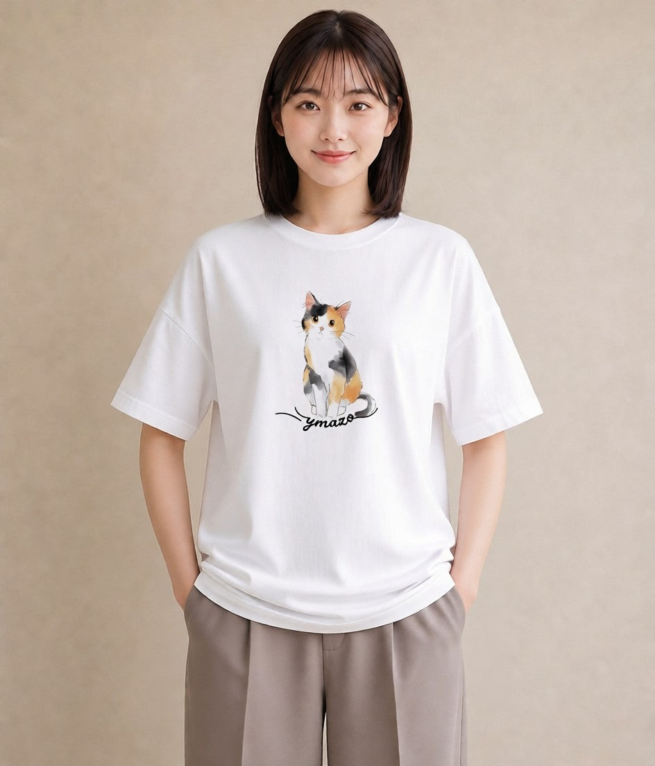 グラフィックTシャツ レディース ベンガル 猫 ねこ イラスト ポップ 公園 ママ 白T