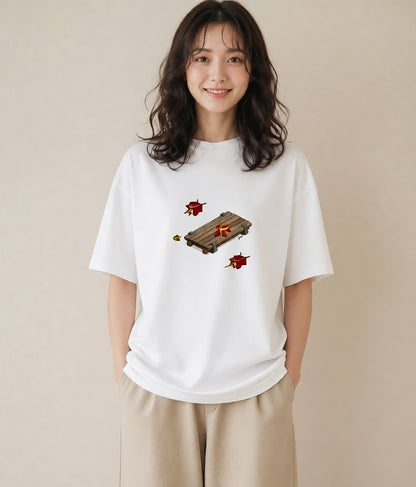 プリントTシャツ レディース 雨上がりのベンチ ベンチ ナチュラル アンティーク イラスト ポップ カフェ巡り 女子会 白T