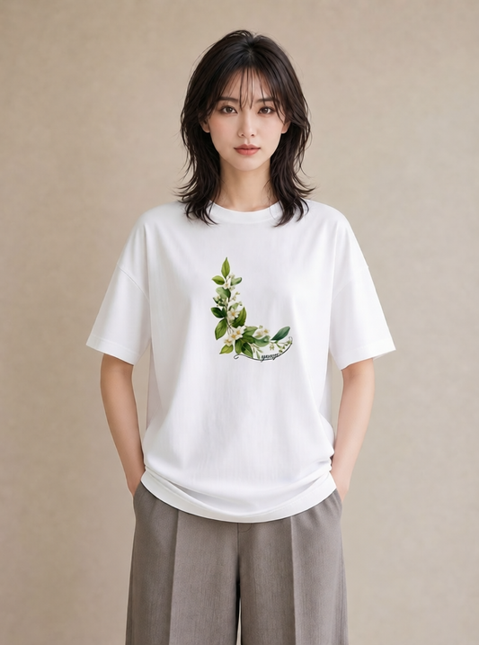 デザインTシャツ レディース 金木犀 花 花柄 イラスト ゆるコーデ 姉妹 送別ギフト 白T