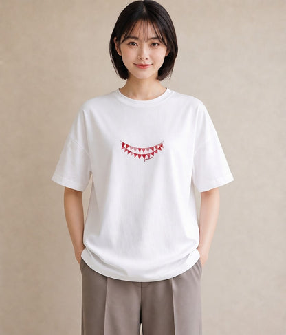 Tシャツ レディース 洗濯物 風 ナチュラル アンティーク イラスト 線画 カフェ服 クリスマス 白T