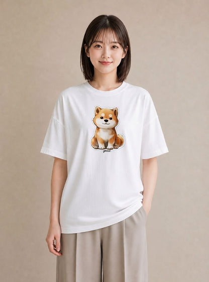 グラフィックTシャツ レディース 子犬 犬 いぬ イラスト お洒落 旅行 母娘コーデ 白T