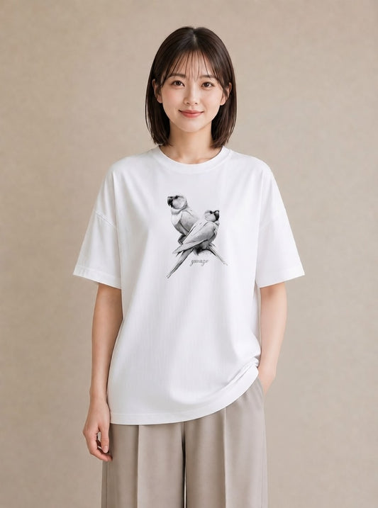 Tシャツ レディース オカメインコ ペット 動物 イラスト きれいめ ギフト 母の日 白T
