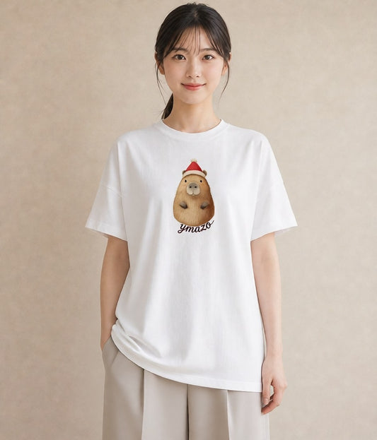 プリントTシャツ レディース ジャンガリアンハムスター ペット 動物 イラスト シンプル 休日 ペアコーデ 白T