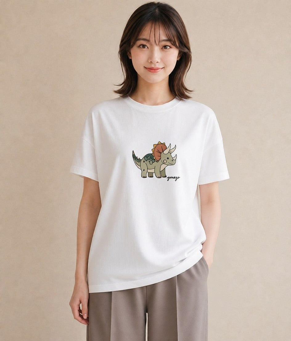 グラフィックTシャツ レディース サイ 動物 アニマル イラスト シンプル 海 カフェ巡り 白T