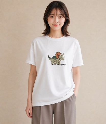 グラフィックTシャツ レディース サイ 動物 アニマル イラスト シンプル 海 カフェ巡り 白T