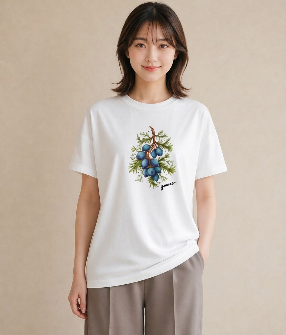 デザインTシャツ レディース ブルーベリー 食べ物 フード イラスト ミニマル レイヤード 友達ギフト 白T