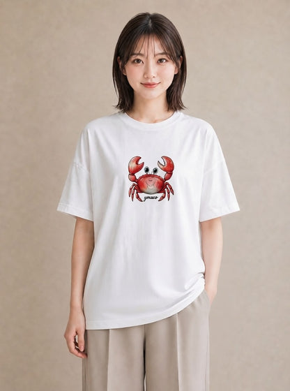 グラフィックTシャツ レディース エビ 海の生き物 海 イラスト シック 買い物 夏コーデ 白T