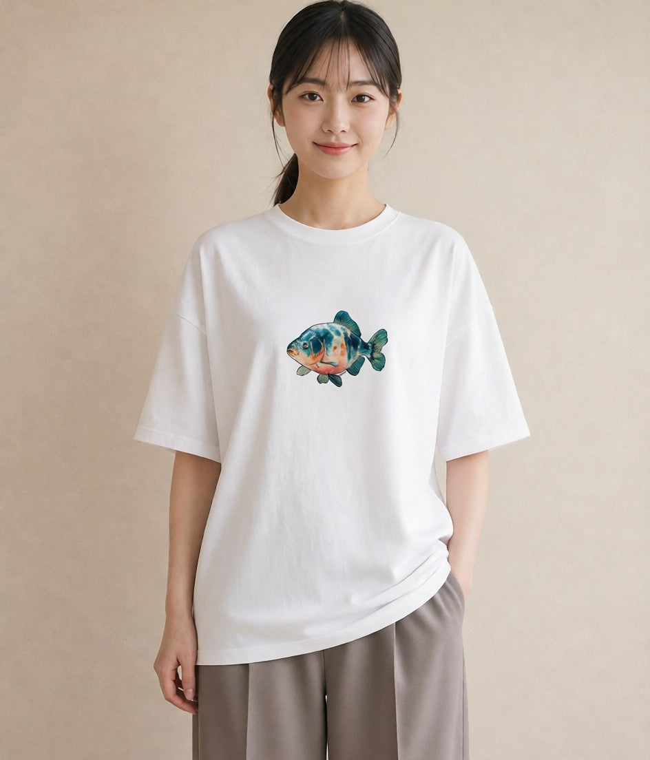 プリントTシャツ レディース 熱帯魚 ペット 動物 イラスト きれいめカジュアル 春コーデ 姉妹 白T