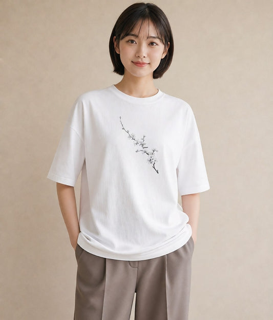 Tシャツ レディース さくら 桜 桜の枝 イラスト カジュアル 親子 20代 白T