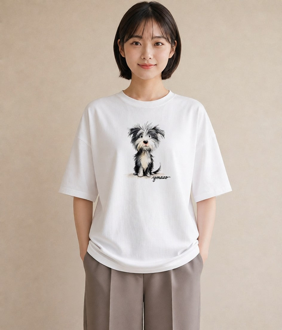 デザインTシャツ レディース ミックス犬 犬 いぬ イラスト 旅行コーデ 普段着 週末コーデ 白T