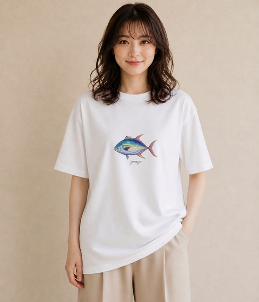 デザインTシャツ レディース マンボウ 海の生き物 海 イラスト ナチュラル ママ カフェ服 白T
