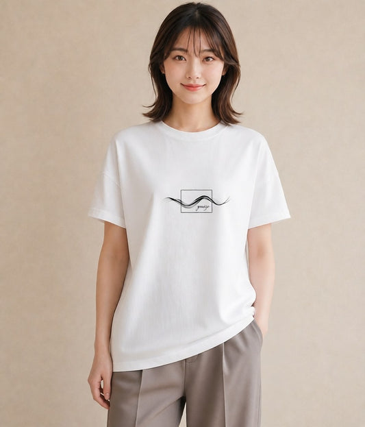 プリントTシャツ レディース 紙の船 水辺 ナチュラル アンティーク イラスト 線画 散歩 お出かけ 白T